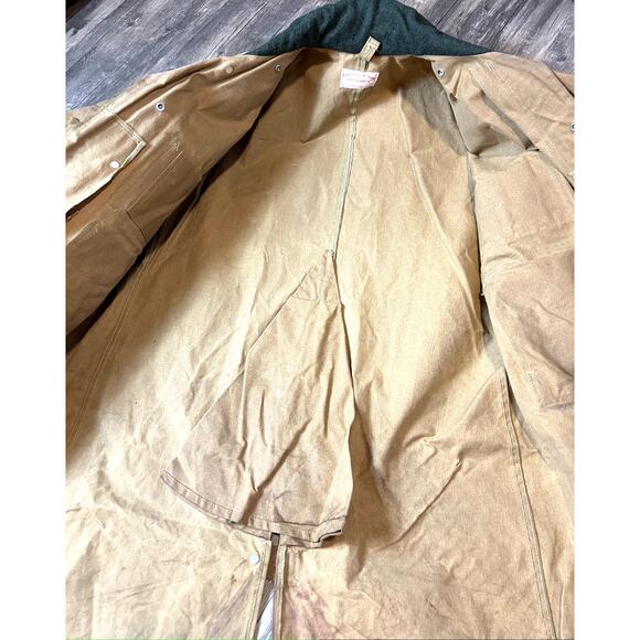 VTG CC Filson Tin Cloth Oil Waxed Duster Coat Mens Size 42 Brown W/ Wool Vest - Picture 5 of 10